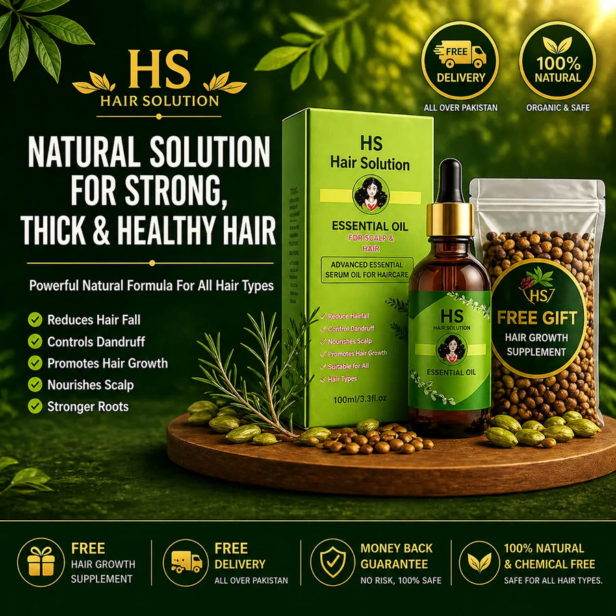 Stop Hair Fall & Grow Faster with HS Hair Solution Oil + FREE Gift