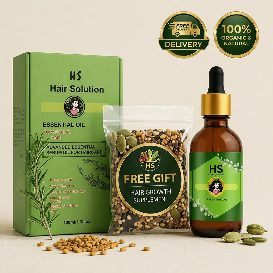 Stop Hair Fall & Grow Faster with HS Hair Solution Oil + FREE Gift